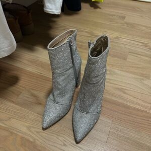 Steve Madden Silver Rhinestone Ankle Boots